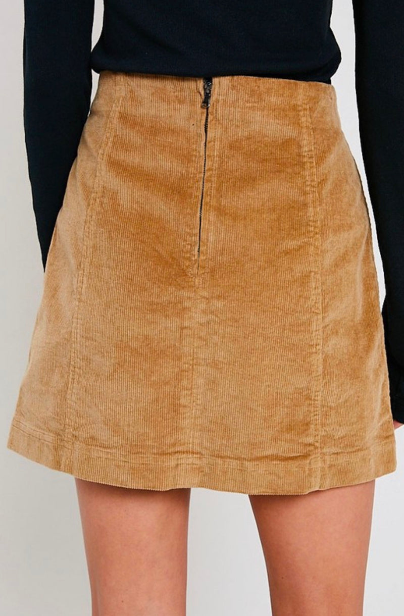 Corduroy Mini Skirt in Taupe