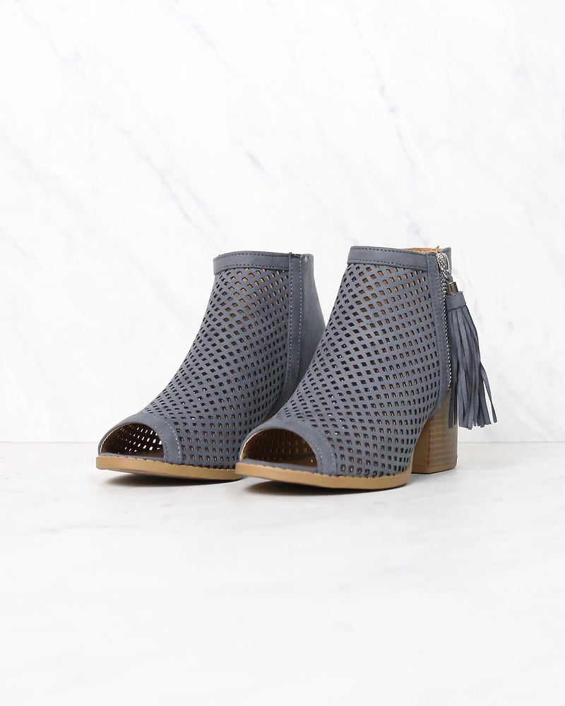 Olivia perforated ankle booties - more colors - STEEL GREY