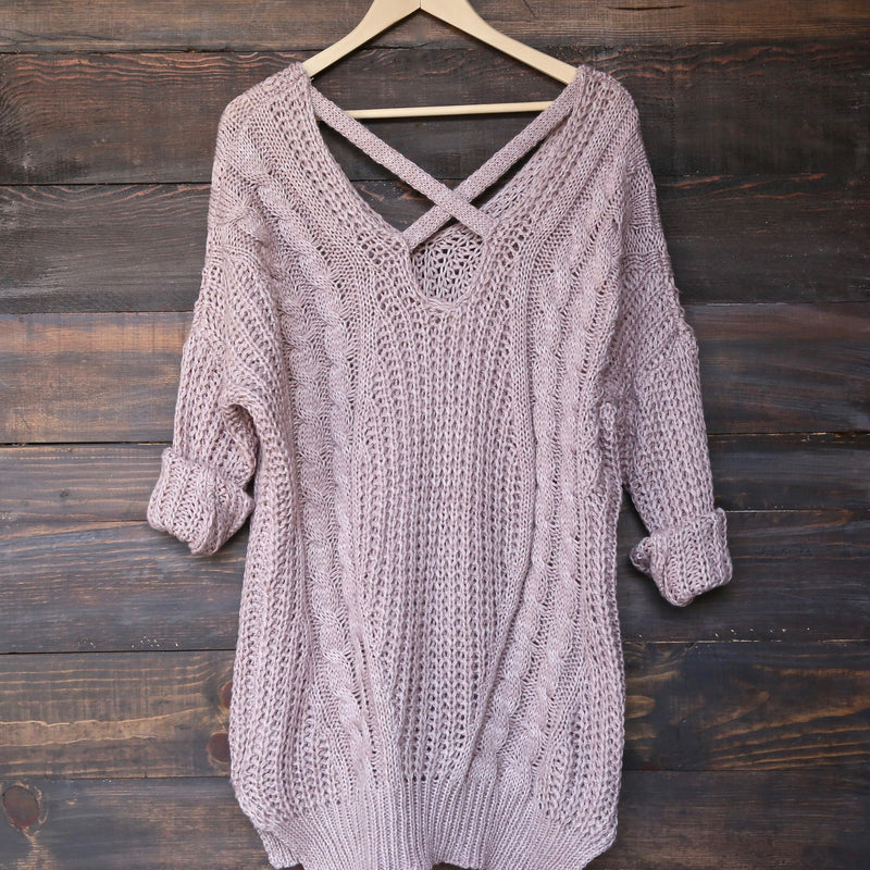 oversize cross back knit sweater - marle mauve - shophearts - 1