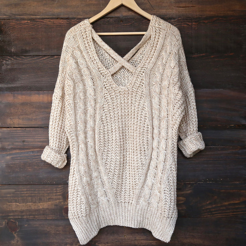 oversize cross back knit sweater - marle natural - shophearts - 1