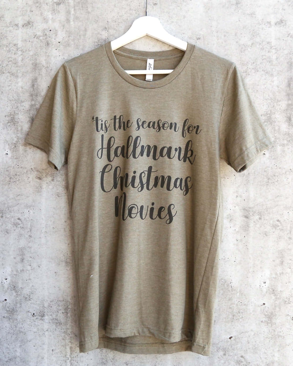 distracted - TIS The Season for Hallmark Christmas Movies Unisex Short Sleeves Graphic Tee - Heather olive