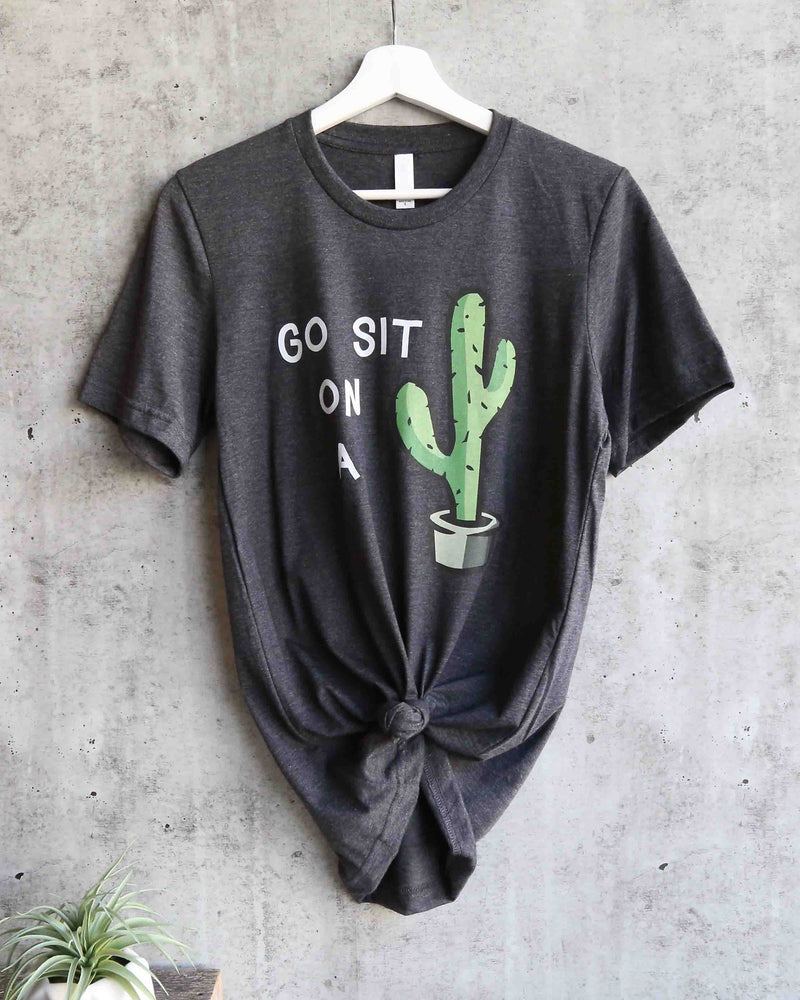 Distracted - Go Sit On a Cactus Unisex Graphic Tee in Dark Charcoal Grey