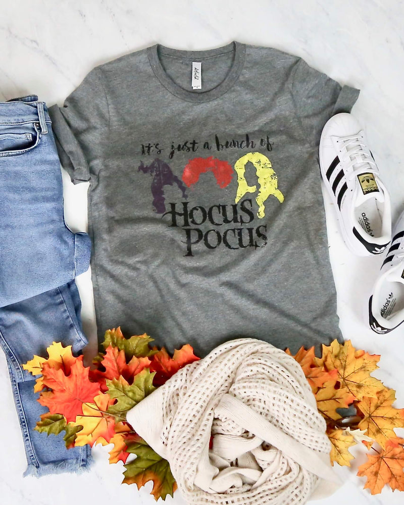 Distracted - It's Just a Bunch of Hocus Pocus Unisex Graphic Tee in Heather Grey