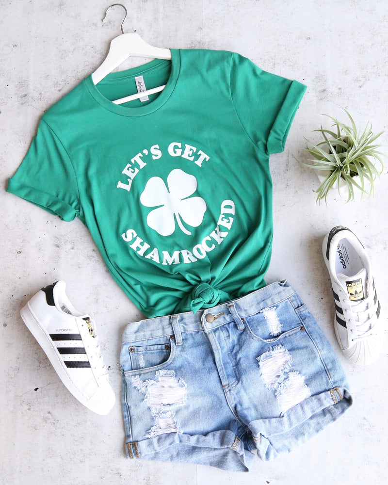 Distracted - Let's Get Shamrocked Saint Patrick's Day Unisex or Women's T-Shirt in Kelly Green