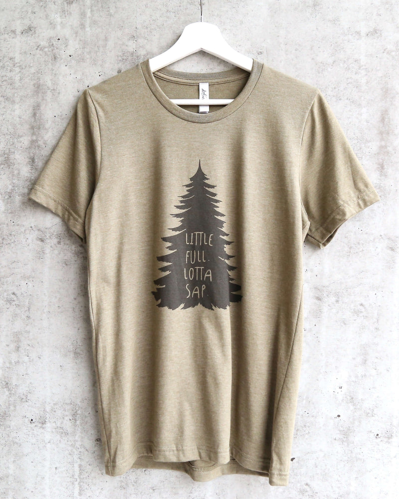Distracted - Little Full Lotta Sap Unisex Christmas Tree T-Shirt in Heather Olive