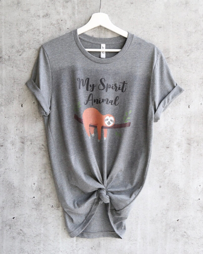 Distracted - Sloth is My Spirit Animal Unisex T-Shirt in Heather Grey