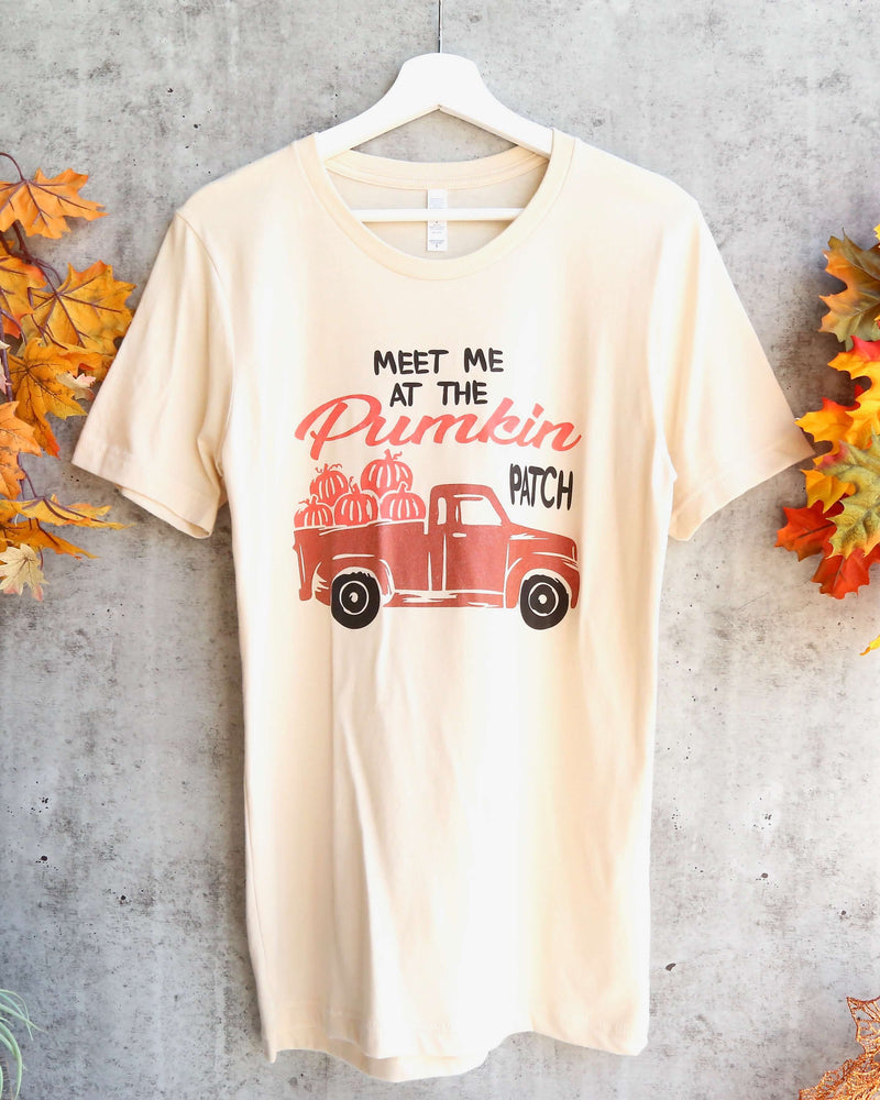 Distracted - Meet Me At The Pumpkin Patch Unisex Graphic Tee in Soft Cream