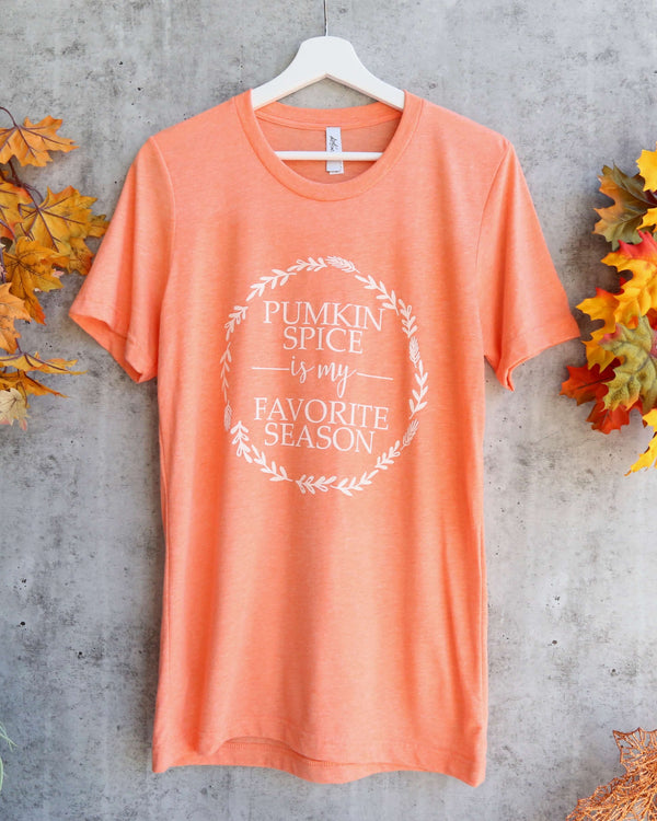 Distracted - Pumpkin Spice is My Favorite Season Unisex Graphic Tee in Heather Orange