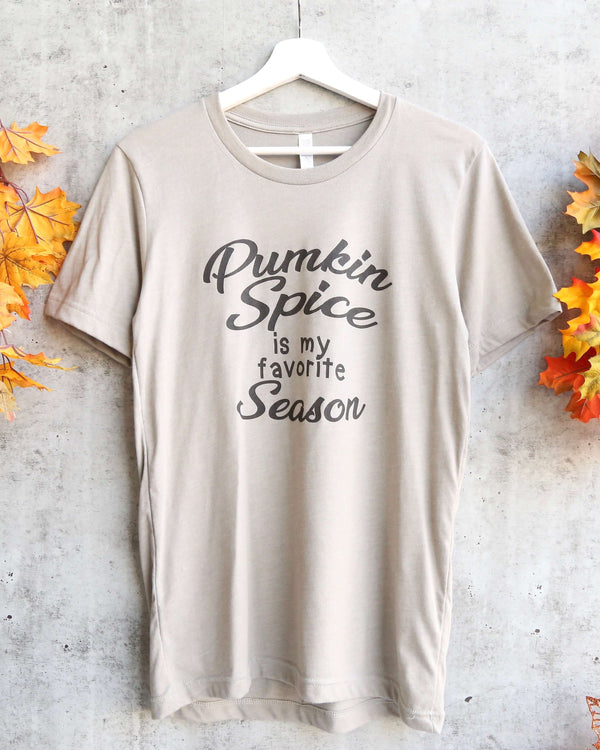 Distracted - Pumpkin Spice is My Favorite Season Unisex Graphic Tee in Heather Stone