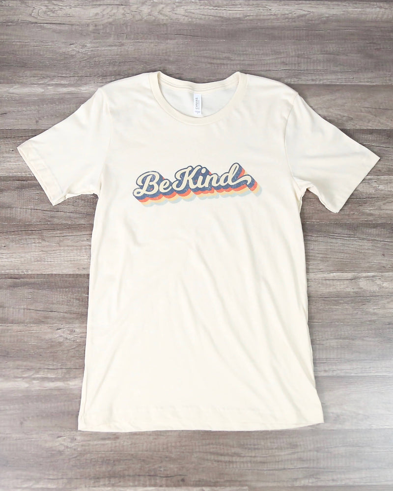 Distracted - Be Kind Vintage Print Graphic Tee in Cream