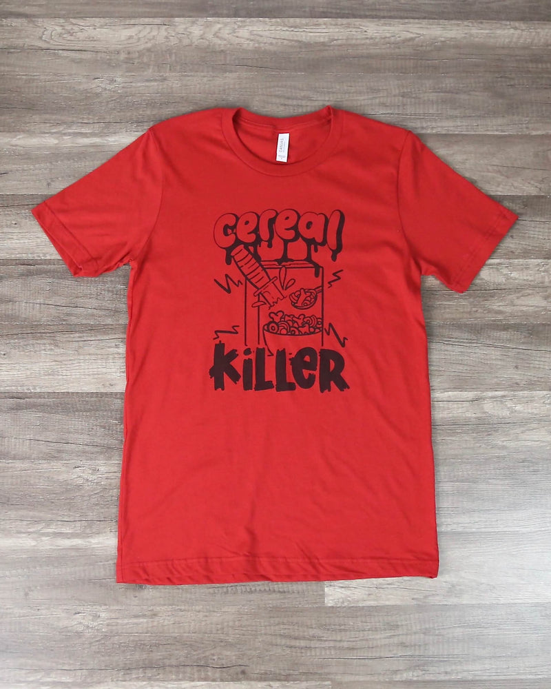 Distracted - Cereal Killer Witty Halloween Graphic Tee in Red