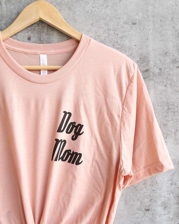 Distracted - Dog Mom Unisex Graphic Tee in Peach/Black