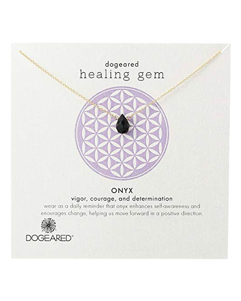 Dogeared - Healing Gem Onyx Pendant Necklace in Gold Dipped