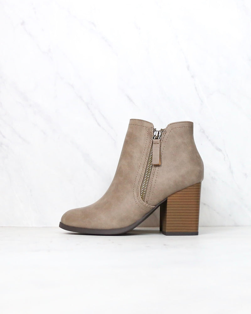 Casual Block Heel Ankle Bootie - more colors