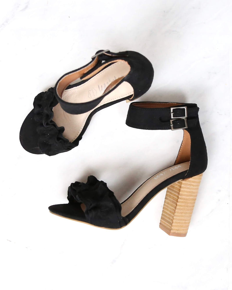 Miracle Miles - Emmeline Ruffle Trimmed Two Band Heels in More Colors