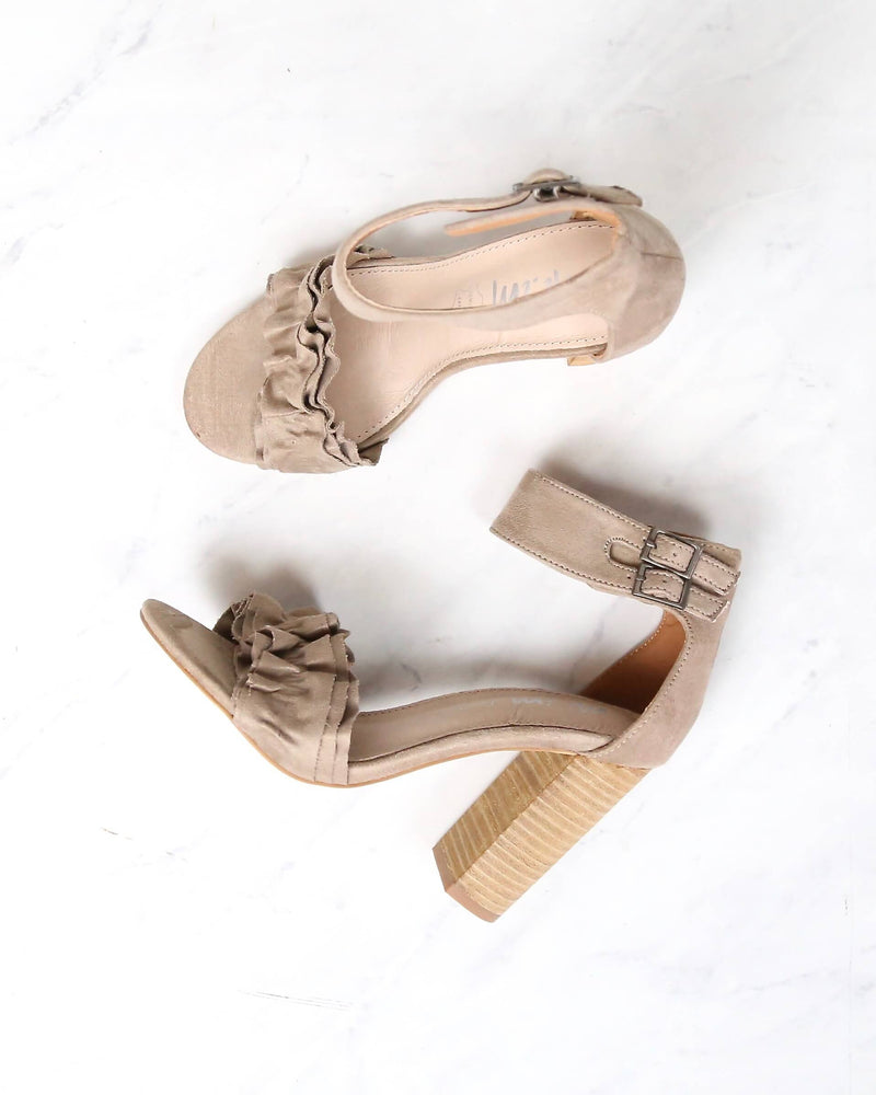 Miracle Miles - Emmeline Ruffle Trimmed Two Band Heels in More Colors