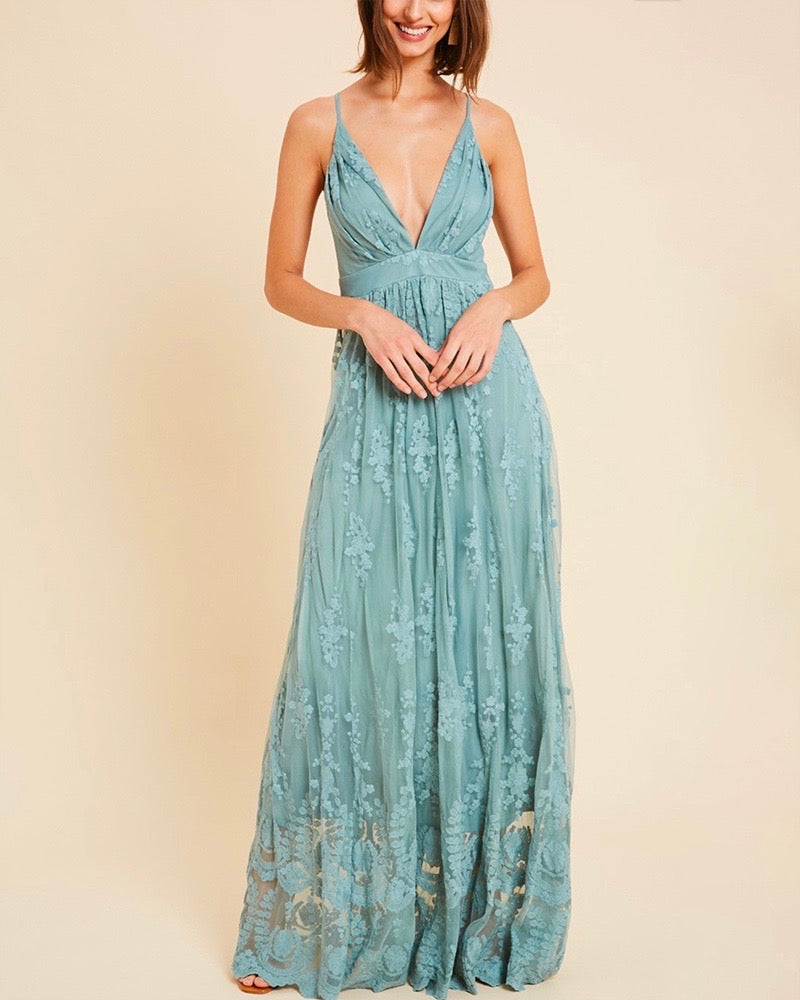 Floral Embroidered Maxi Dress