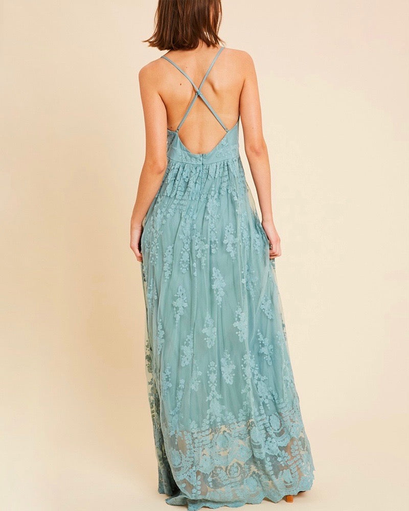 Floral Embroidered Maxi Dress - More Colors
