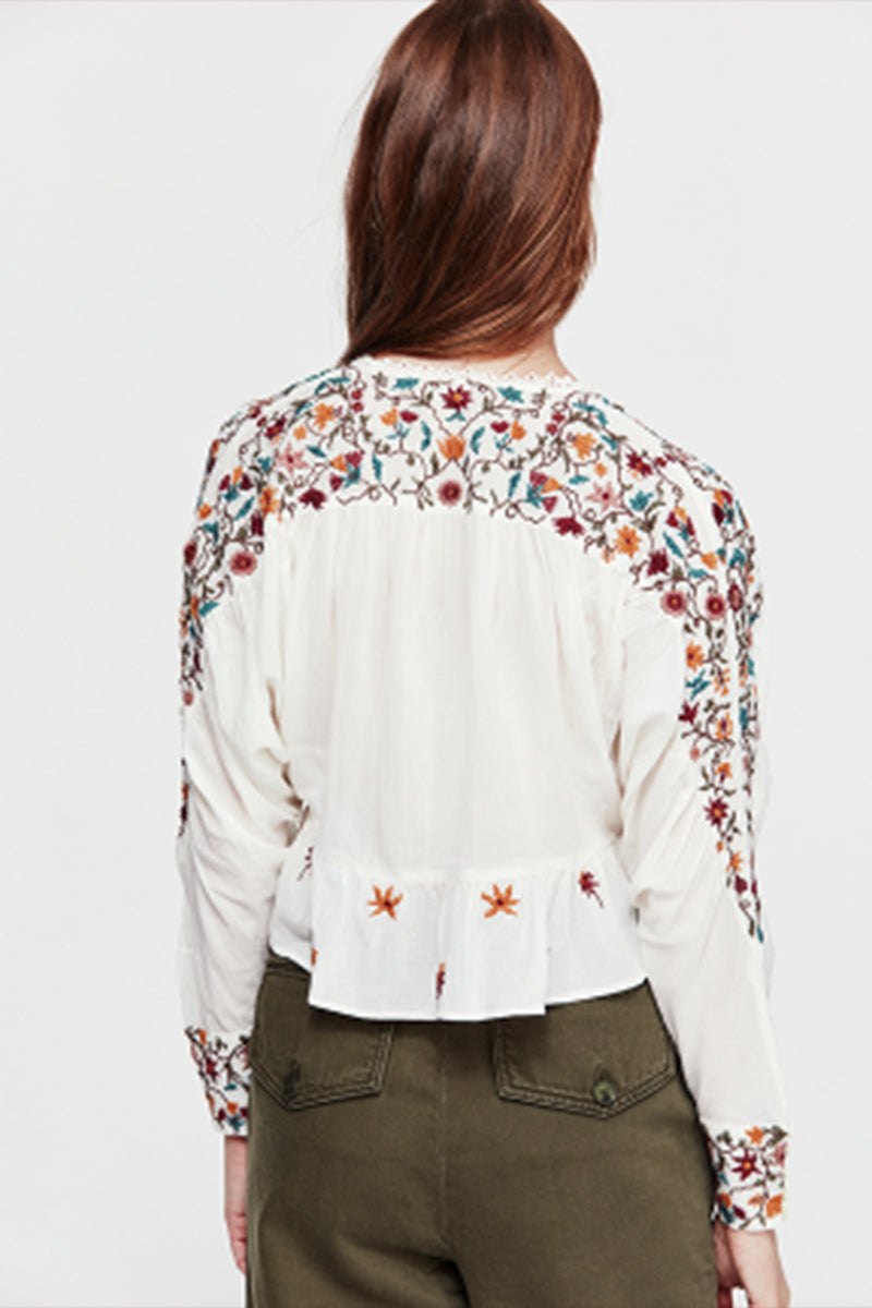 Free People Ava Embroidery Blouse - Ivory