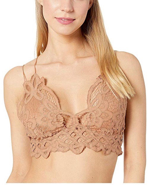 Free People Fp One Adella Bralette Lace Criss Cross Smocked Crop Top New M