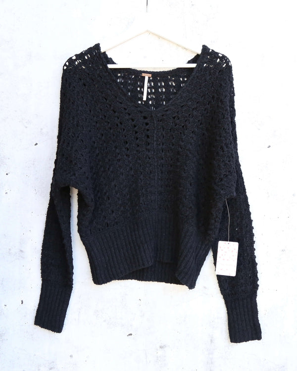 Free People Best Of You V Neck Sweater in Black