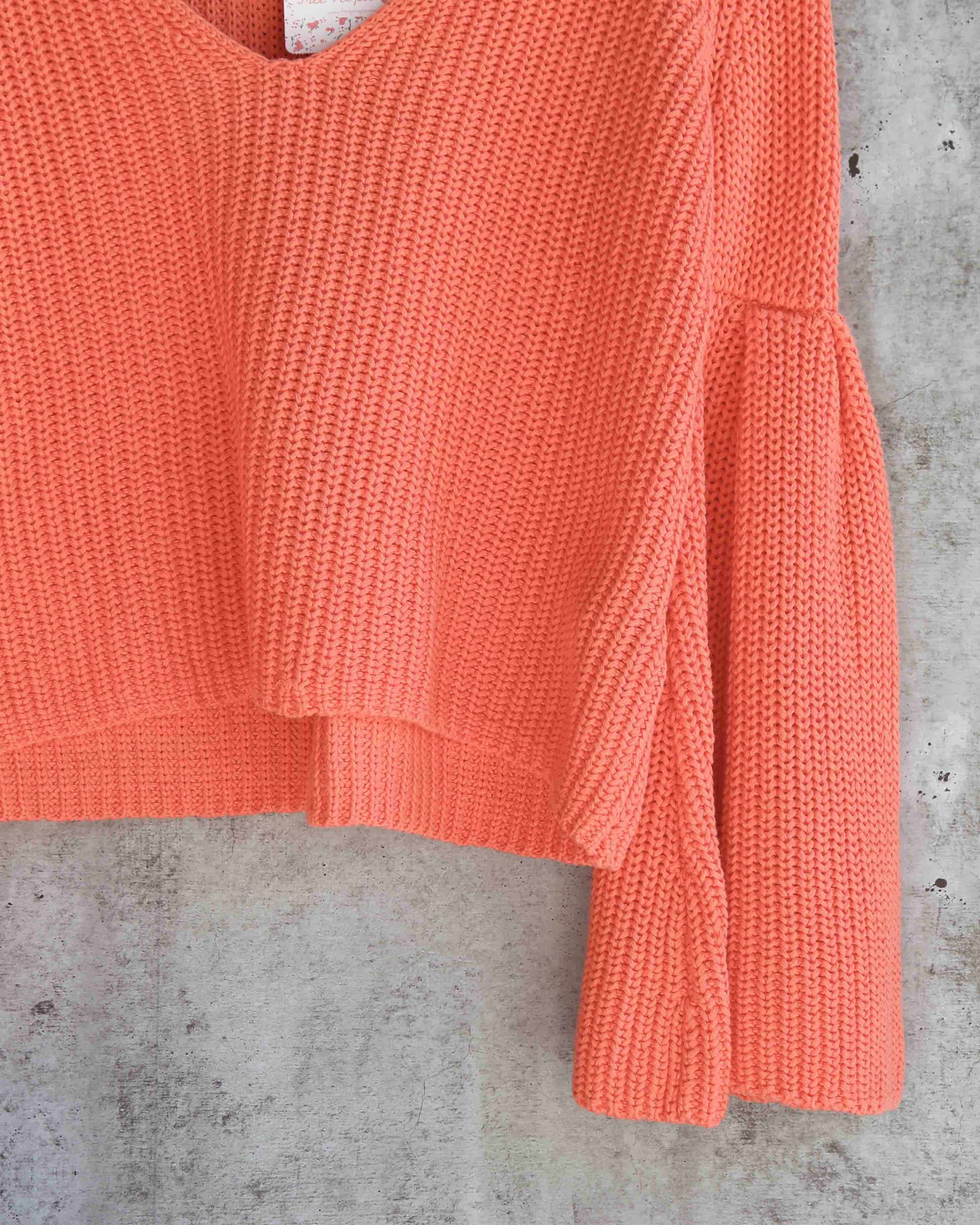 Free People - Damsel Cable Knit Pullover in Coral – Shop Hearts