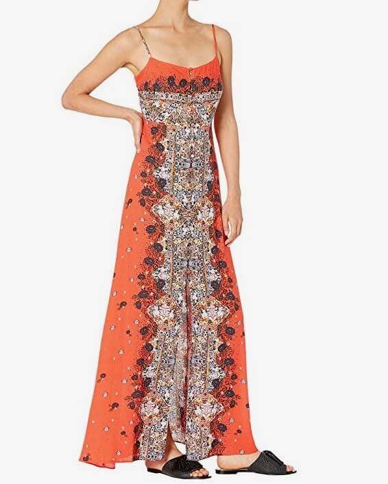 free people orange floral maxi dress Free People Flora Fabuloso Maxi Dress In Papaya Combo - 34% Off