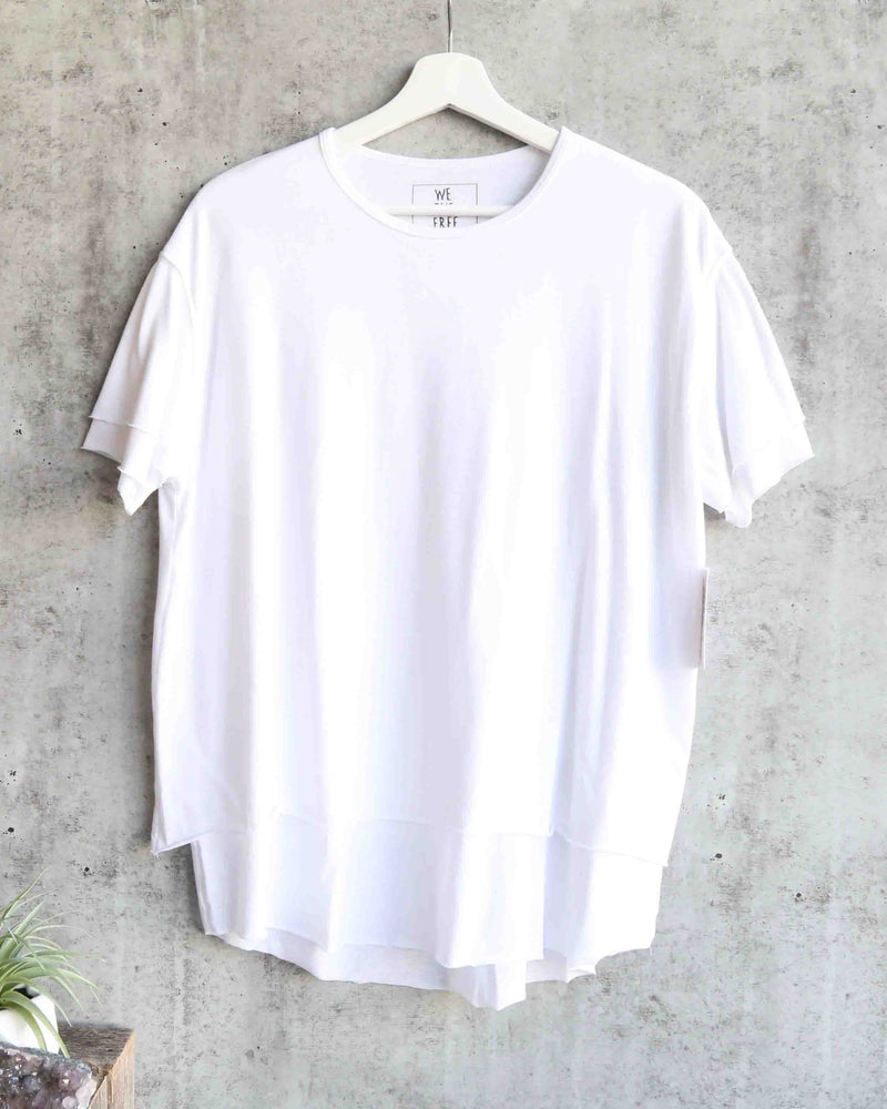 Free People - We The Free - Cloud 9 Frayed Hem Knit Tee in White