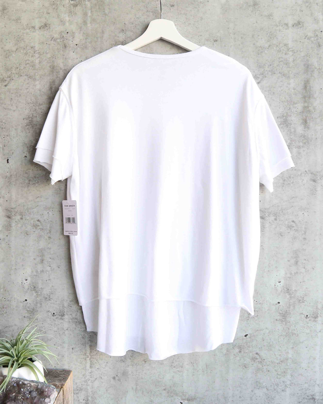 Free People - We The Free - Cloud 9 Frayed Hem Knit Tee in White