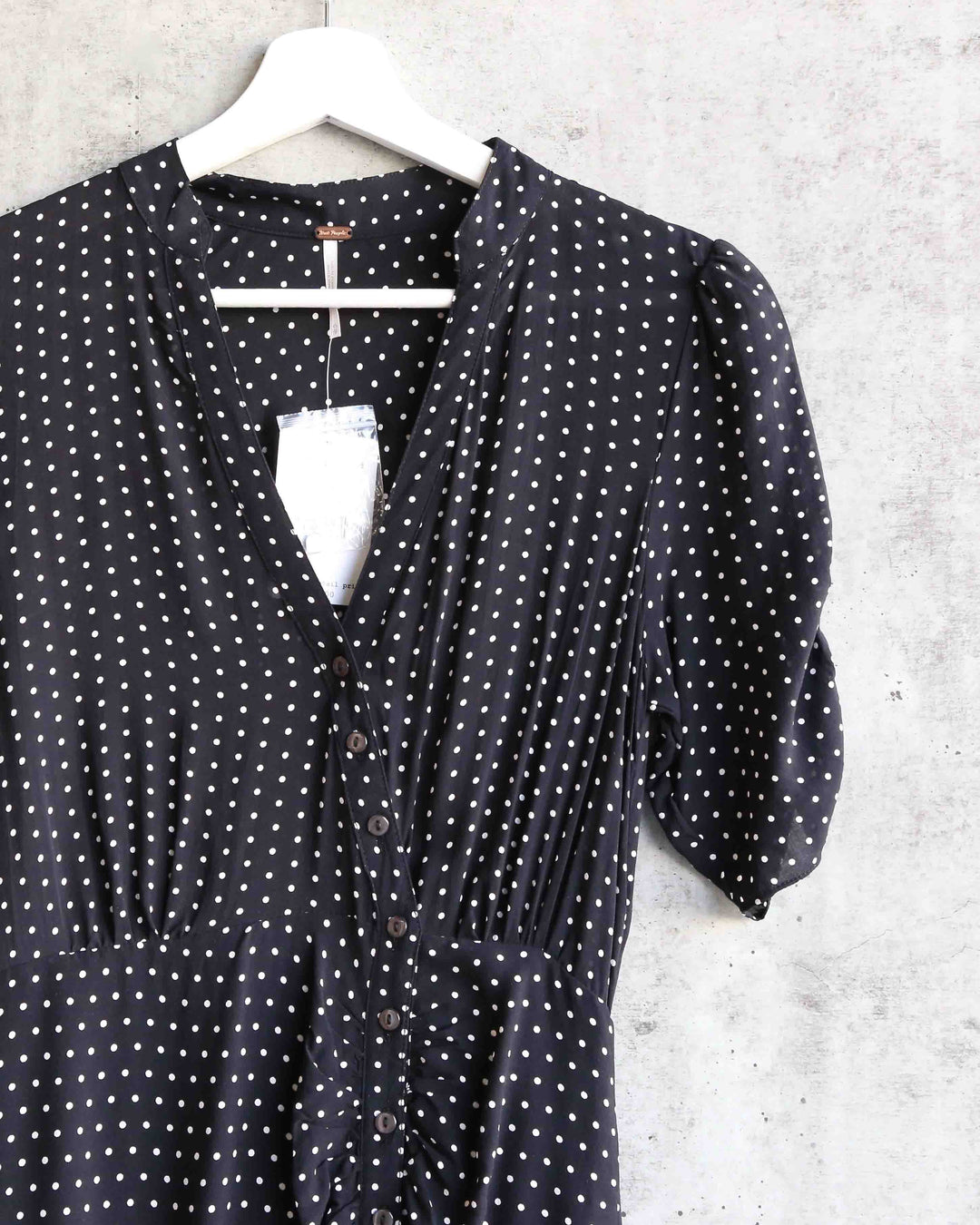 free people pippa mini dress free people pippa short sleeve polka dot mini dress black Shop Hearts