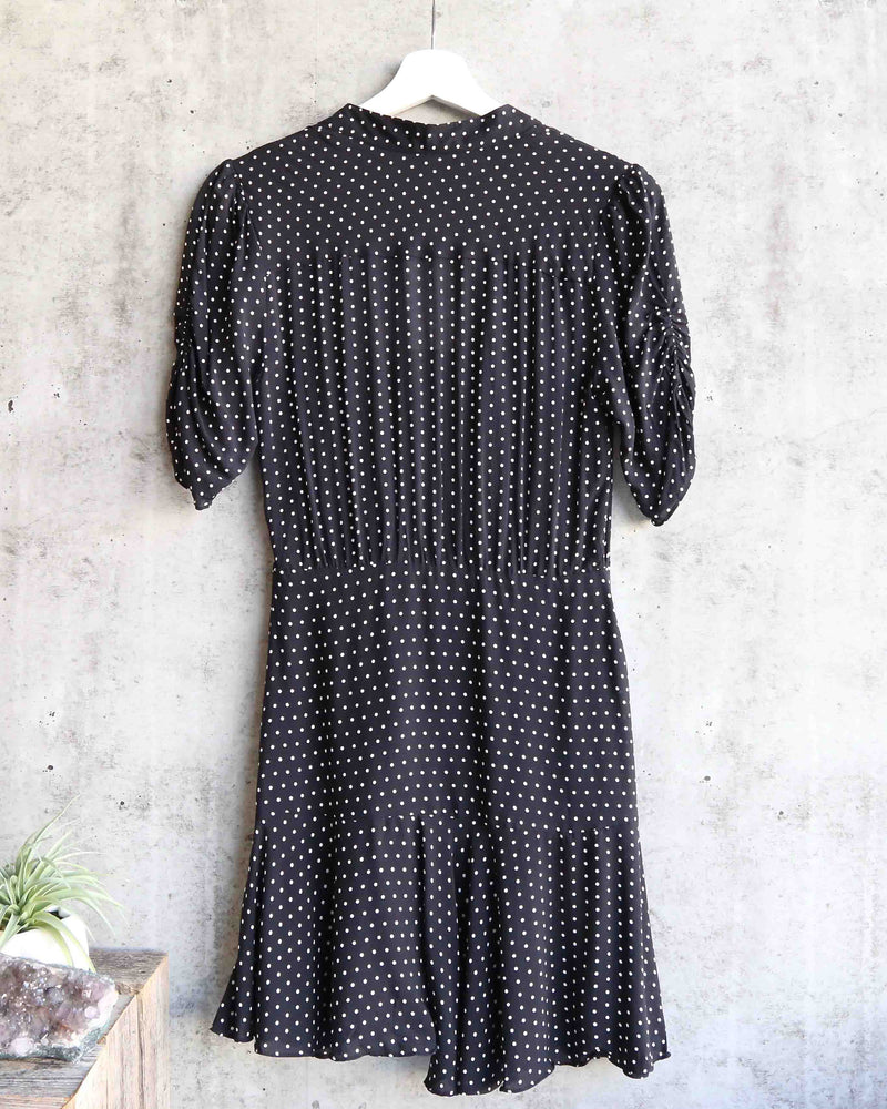 Free People - Pippa Short Sleeve Polka Dot Mini Dress in Black