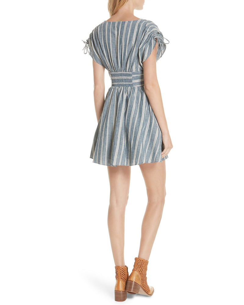Free People - Roll The Dice Striped Mini Dress in Blue – Shop Hearts