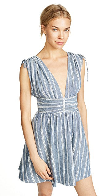Free People - Roll The Dice Striped Mini Dress in Blue Shop Hearts Free People - Roll The Dice Striped Mini Dress in Blue Shop Hearts
