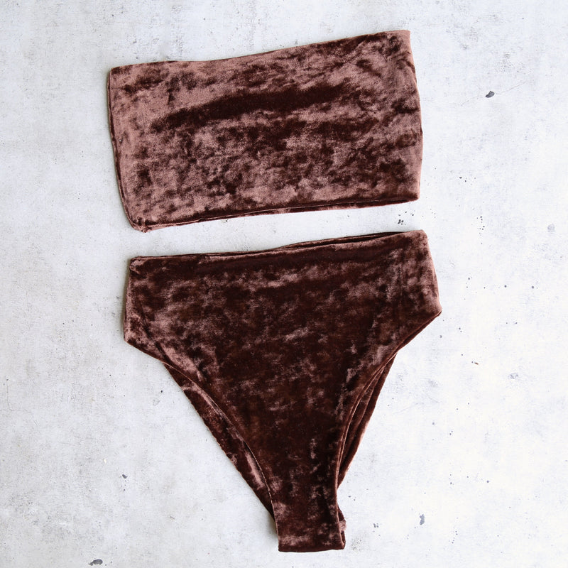 Reverse - Obscura Velvet High Waisted Bandeau Bikini Set in More Colors