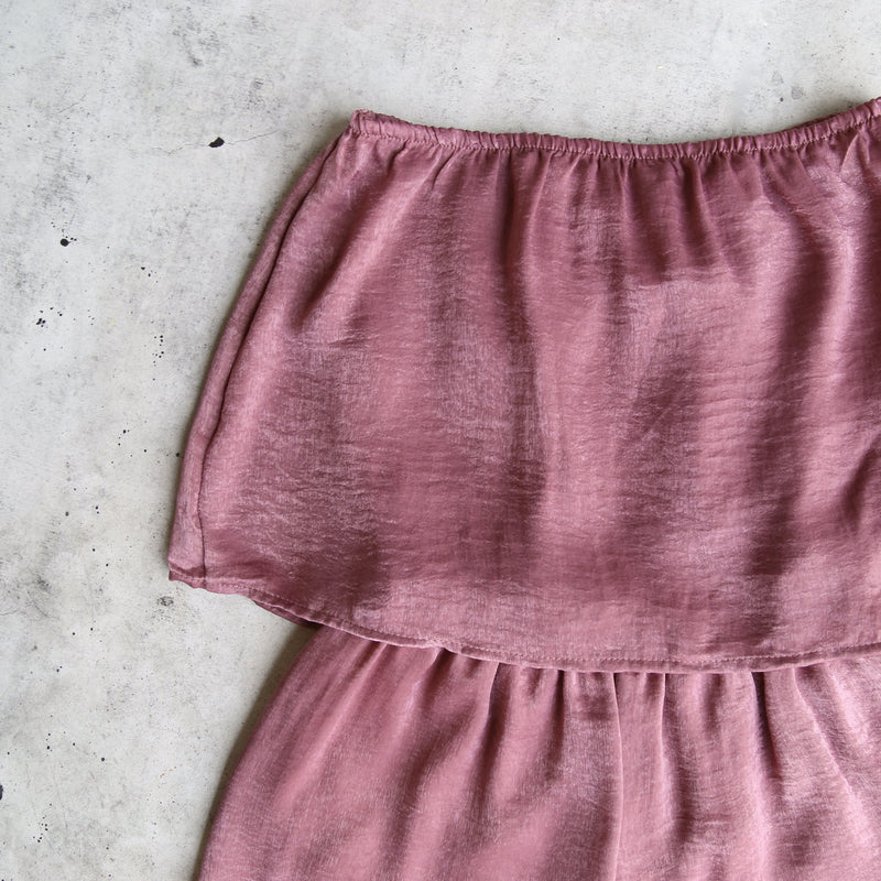 Reverse - Your Type Silky Strapless Romper in Mauve