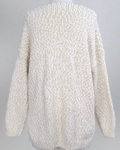 Dreamers - Popcorn Yarn Fuzzy V-Neck Pullover in More Colors