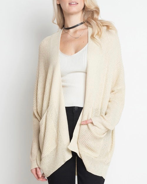 Dreamers - In the Office Ribbed Open Front Knit Cardigan in More Colors