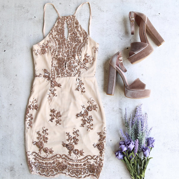 Life of the Party Rose Gold Sequin Bodycon Dress