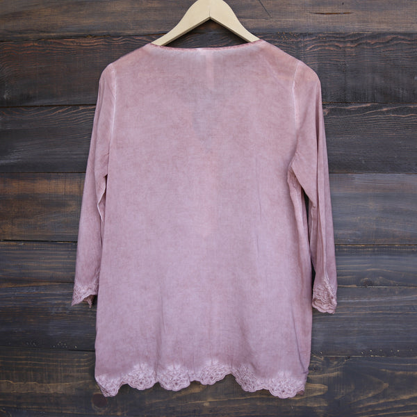 Final Sale - Cute Washed Peasant Top in Dusty Pink