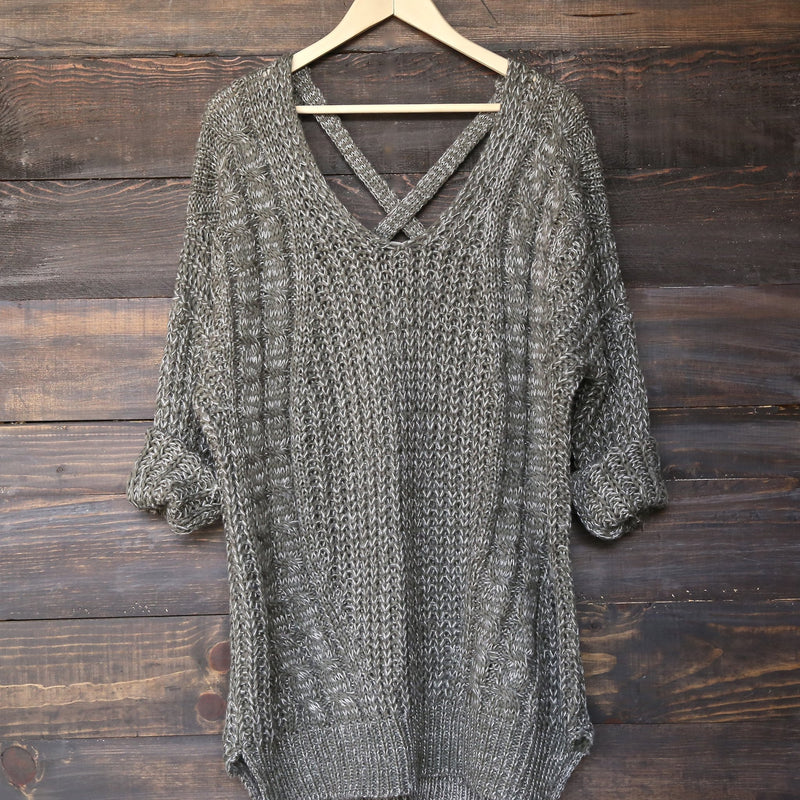 oversize cross back knit sweater - marle olive - shophearts - 2
