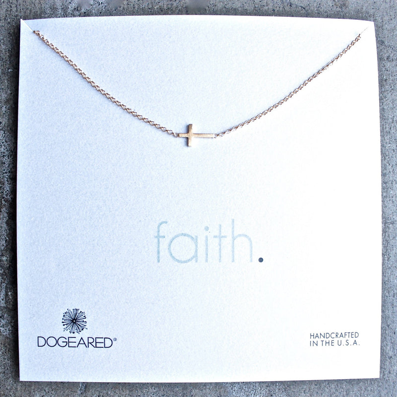 dogeared whispers sideways cross necklace in gold dipped - shophearts
