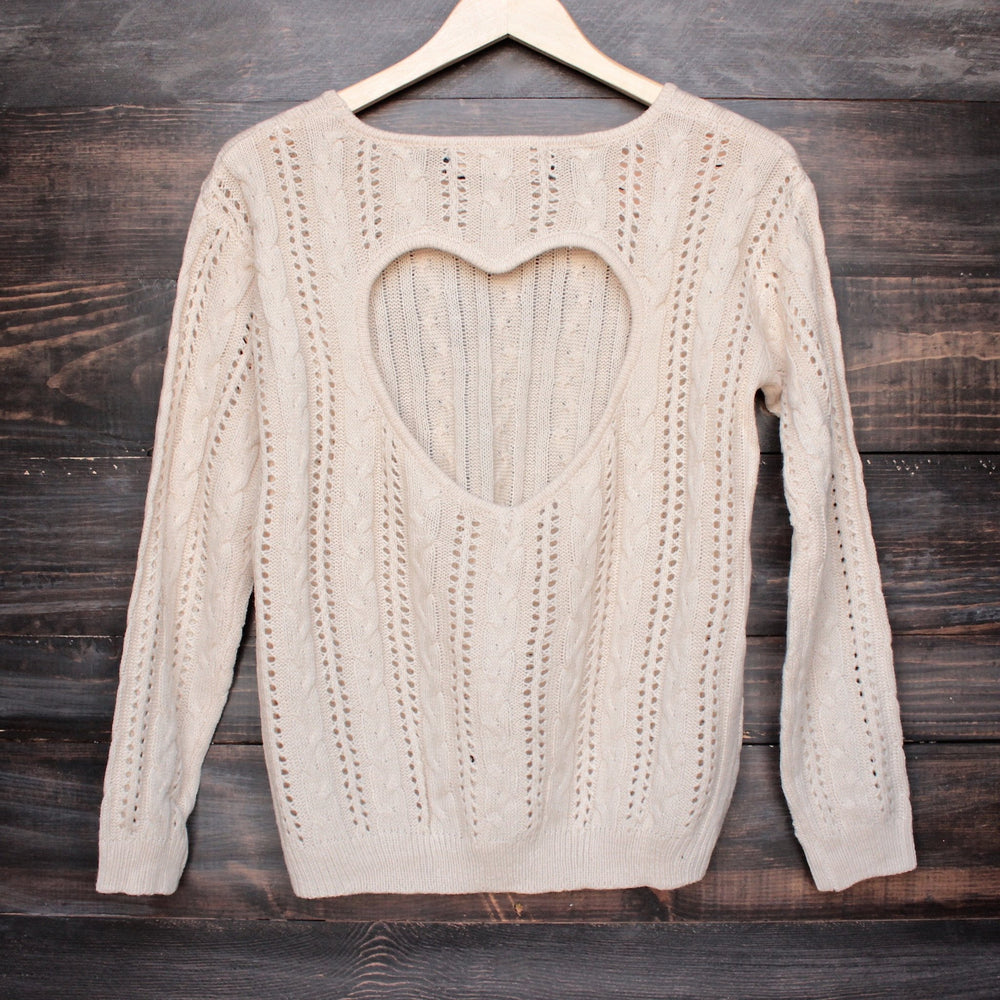 heart cut out sweater in beige by reverse - shophearts - 2