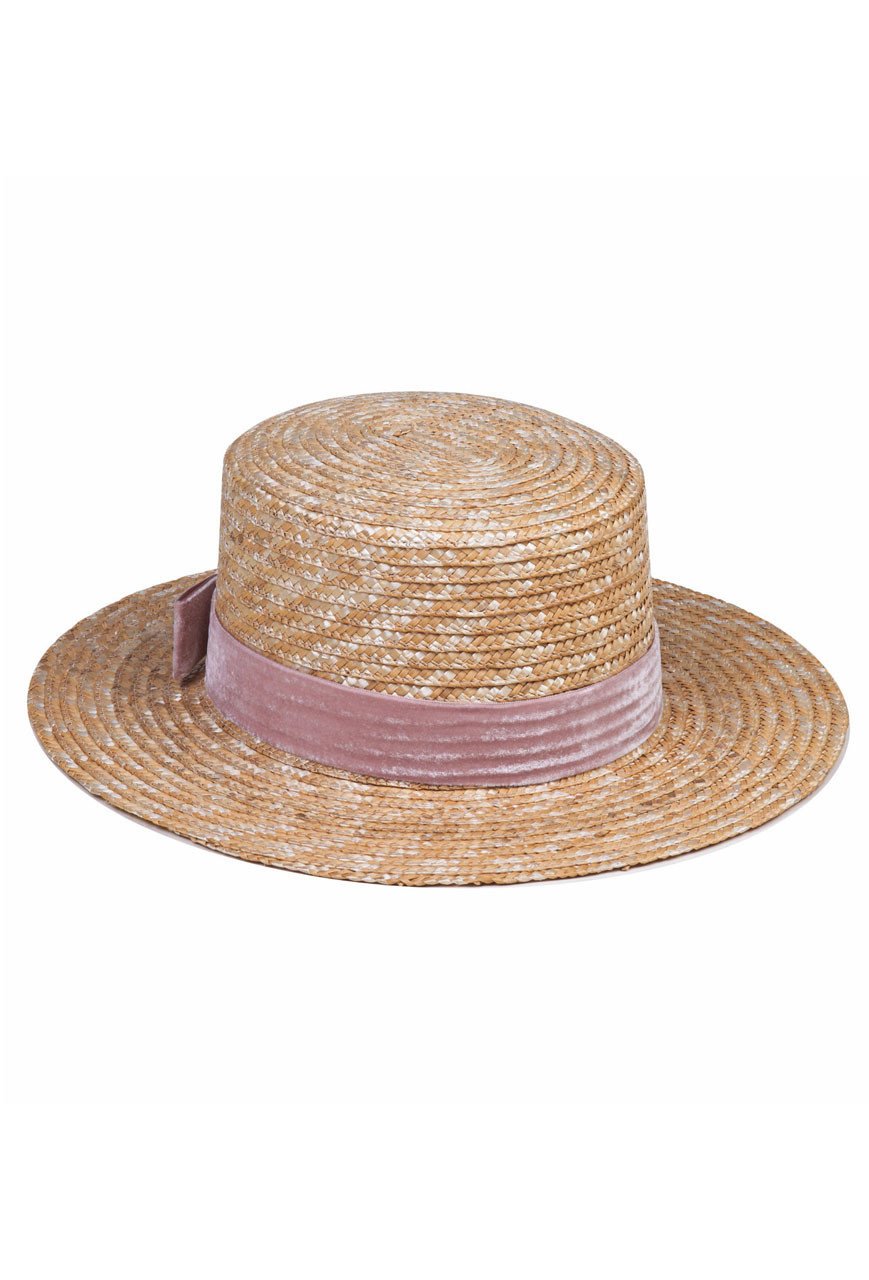 lack of color - pink velour straw hat – Shop Hearts display picture 3