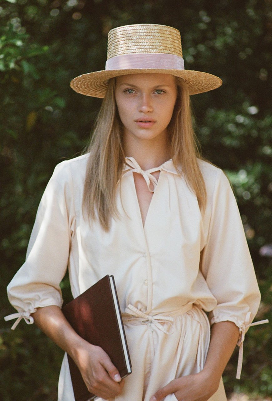LACK OF COLOR - PINK VELOUR STRAW HAT lack of color - pink velour straw hat – Shop Hearts main image 2