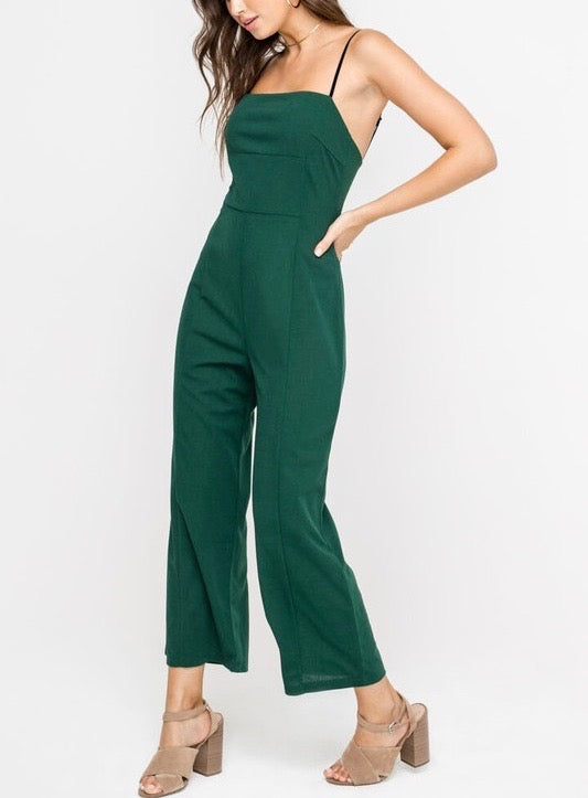 LUSH - Wide Leg Slightly Cropped Jumpsuit in Forest Green – Shop Hearts