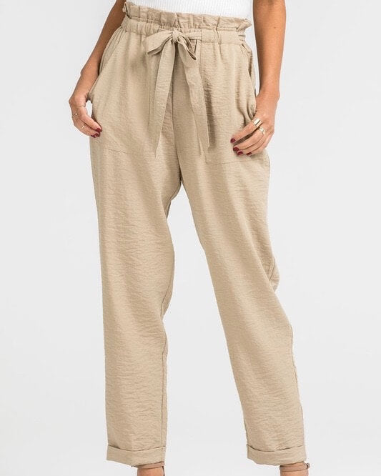 LUSH - Business Casual Linen Pants in Beige