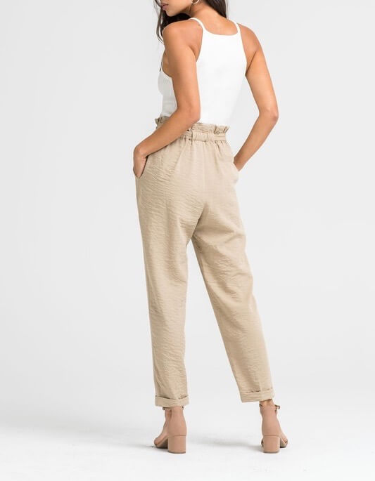 LUSH - Business Casual Linen Pants in Beige