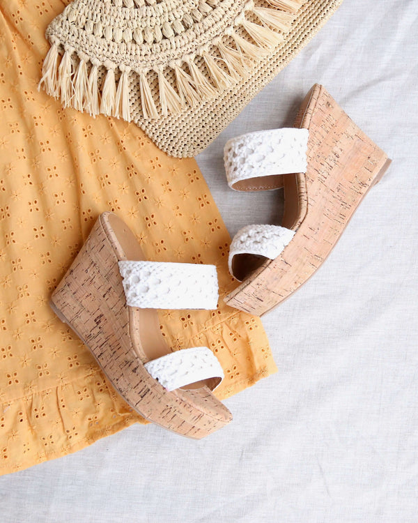 Mademoiselle Crochet Platform Wedges in White