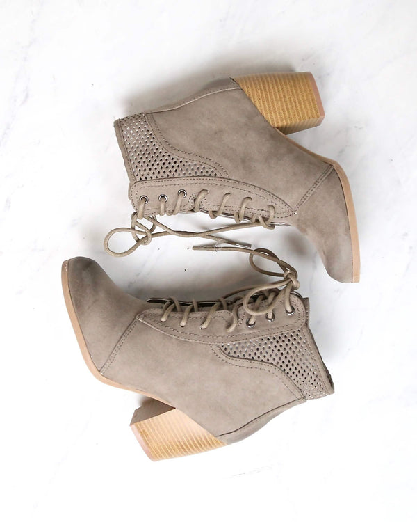 point the way perforated ankle boots in TAUPE
