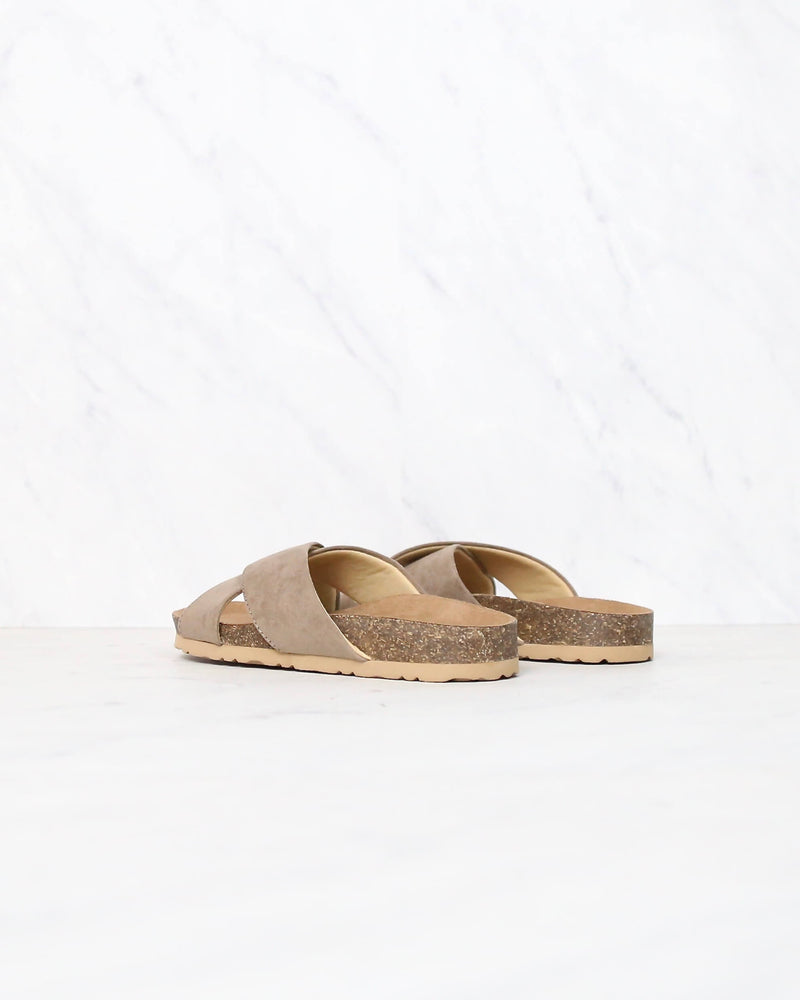 Wrapped Around You Slip On Wrap Sandals in Light Taupe